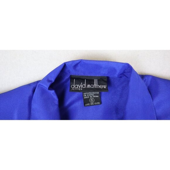 DAVID MATTHEW - WOMEN'S BLUE SHORT SLEEVE SILKY TEXTURED BUTTON-UP BLOUSE - 6 - Picture 5 of 7